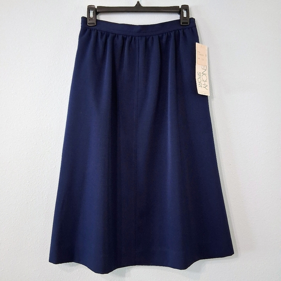 Vintage Givenchy Skirt Navy Blue A-line Midi Lined Zipper Button Closure Pockets - Picture 1 of 16